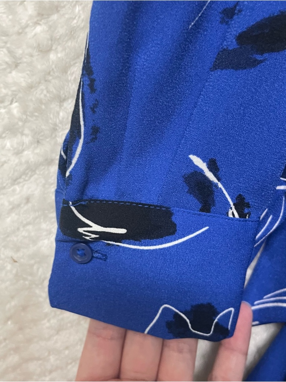 Nine West Shirt Dress Ruffle Hem Floral Button-Front Tie Waist Blue Medium - Picture 8 of 11